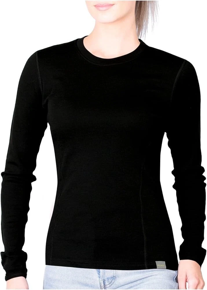 MERIWOOL Womens Base Layer 100% Merino Wool Midweight Long Sleeve Thermal Shirt+