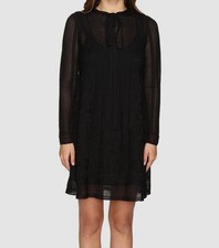 M Missoni Womens Black Lace Stripe Long Sleeve A-Line Dress Size 42