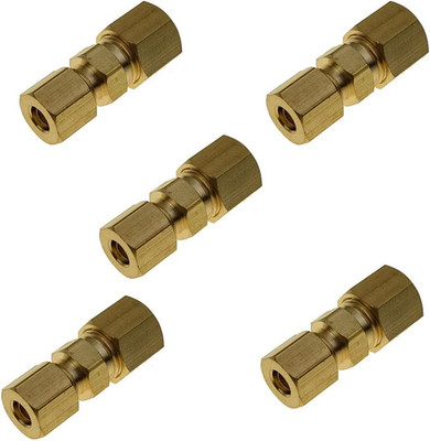 5 Pcs Brass Compression Tube Fitting Reducing, Brass Union 3/16 Inches X 1/4 Inc