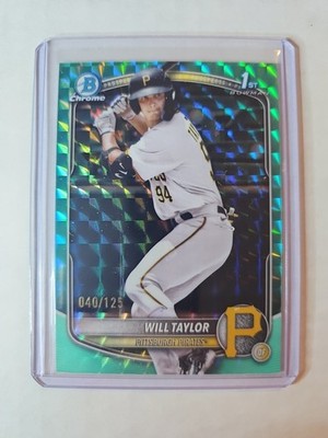 2025 Bowman Chrome Will Taylor #BCP-179 Aqua Geometric 040/125 Pirates