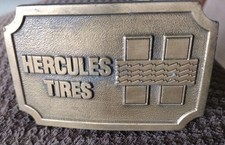 Vintage Hercules Tires Brass Belt Buckle Made In The USA Hit Line.
