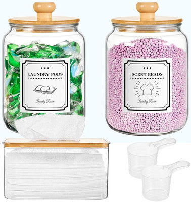 Laundry Pod Containers and Dryer Sheet Holder with Lids Laundry Detergent Sheets
