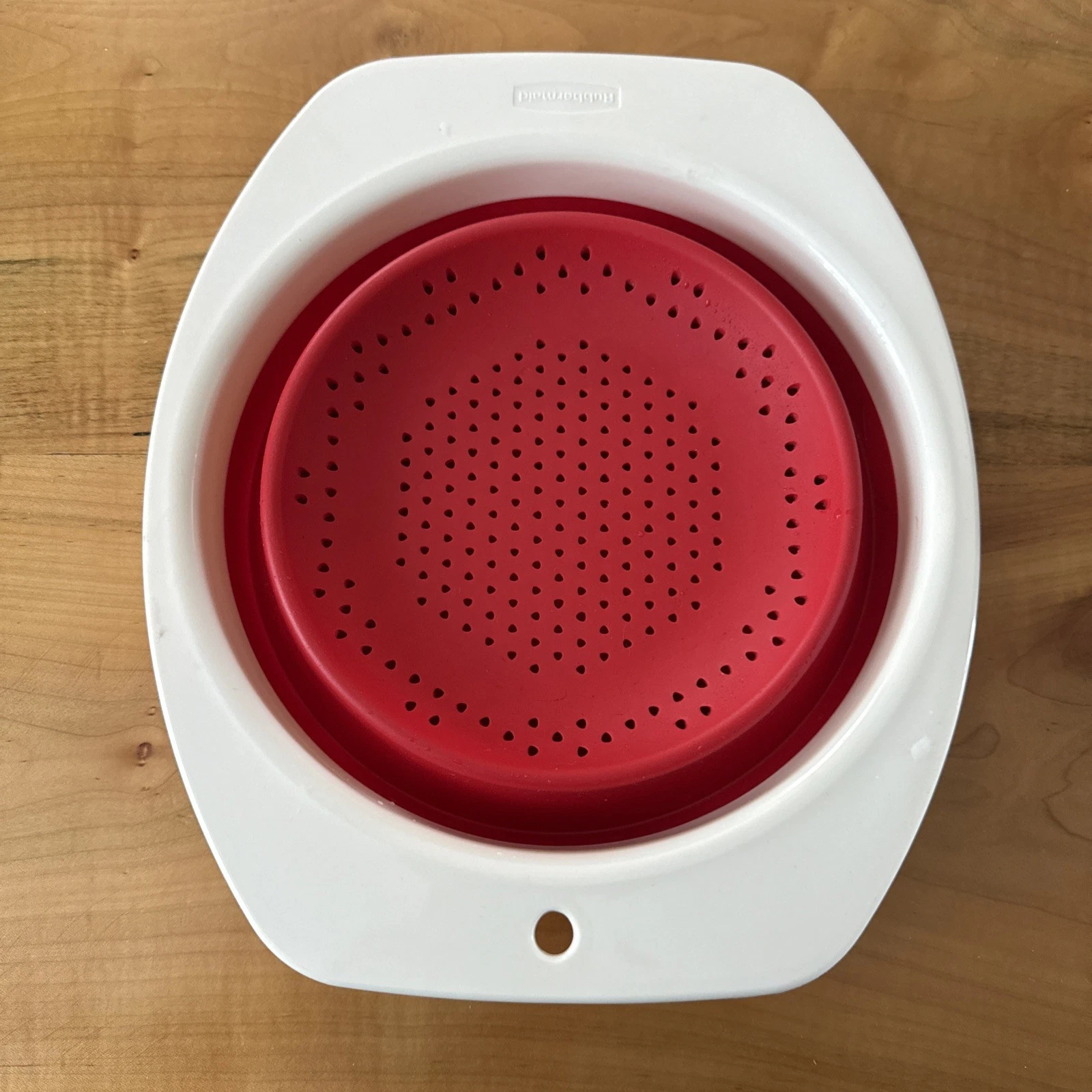 Rubbermaid Collapsible Strainer Red & White Kitchen **Rare** 2 Quart