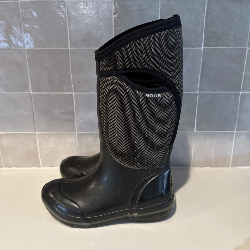 Botas altas Bogs espiga para mujer 6 grises aisladas impermeables invierno nieve Foto 4 de 4