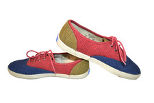 Keds Original Women's Blue Red Khaki Tri-color Champion Sneakers Shoes Sz 7.5