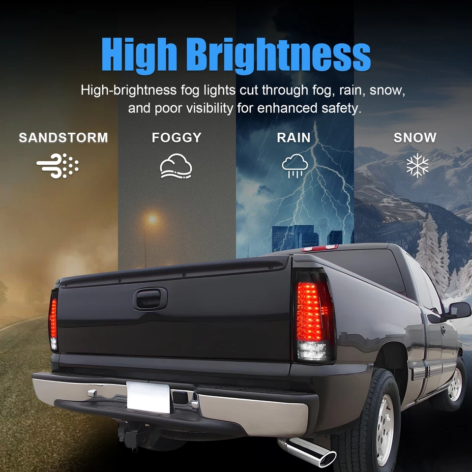 For 1988-1998 Chevy Silverado Tahoe GMC C/K Sierra 1500 Escalade LED Tail Lights - Image 3 of 4