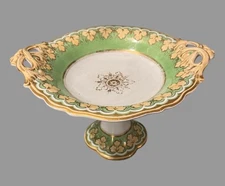 Antique Old Paris Porcelain Floral Gilt Decorated Handled Compote Serving Dish