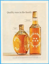 1960 Haig & Haig Scotch Whiskey Pinch Five Star Bottle Man Cave Bar Décor Ad
