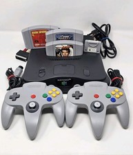 Nintendo 64 N64 Console Bundle 2 Controllers GoldenEye No Mercy 3 Games Tested