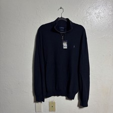 Polo Ralph Lauren Men's Navy Quarter 1/4 Zip Sweater Pima Cotton, XL NWT