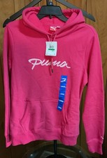 New Puma Virtual Pink Hoodie Sweatshirt Embroidered Logo Size Large Cotton Blend