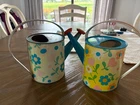 2 Vintage/MOD Tin Watering Cans/ Sand Buckets by Chein