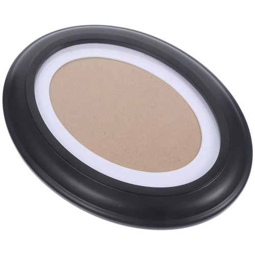 7 Inch Round Frame Solid Wood Photo Baby Father Oval Around Black Vintage - Picture 2 of 12