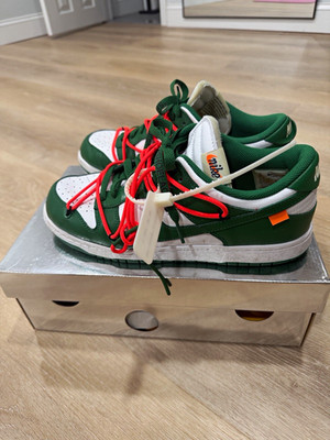 Nike Dunk Low x Off-White Pine Green CT0856-100 2019 Leather Low Top Pre-Owned