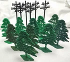 Vintage Marx Playset Soft Plastic Trees & Plastic Telephone Pole Collection