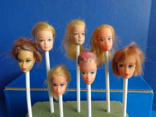 7 VINTAGE MOD BARBIE DOLL HEADS ONLY- FOR REPAIR- 1960s MATTEL