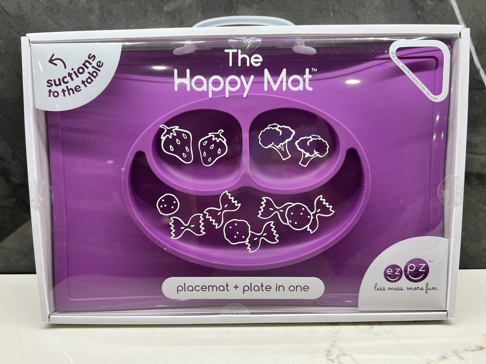 Ezpz Happy Mat Placemat + Plate in One, Purple, 6 Months + NEW AND