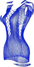 Vorifun Women's Mesh Lingerie Fishnet Babydoll Mini Dress Free Size Blue 