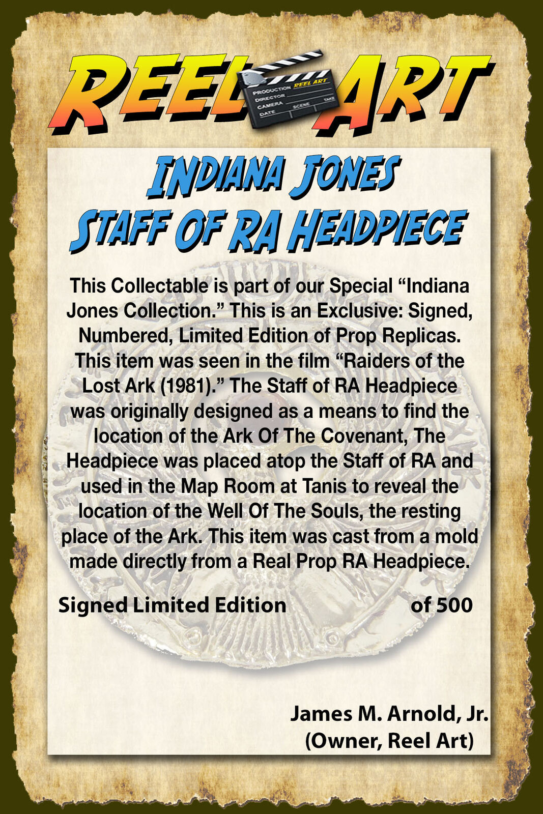 Indiana Jones RA Headpiece, Antique Gold, Solid Metal, Red Jewel, Staff  Stand and Display Plaque at 's Entertainment Collectibles Store