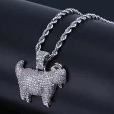Silver Goat Cubic Zircon Pendant Necklace