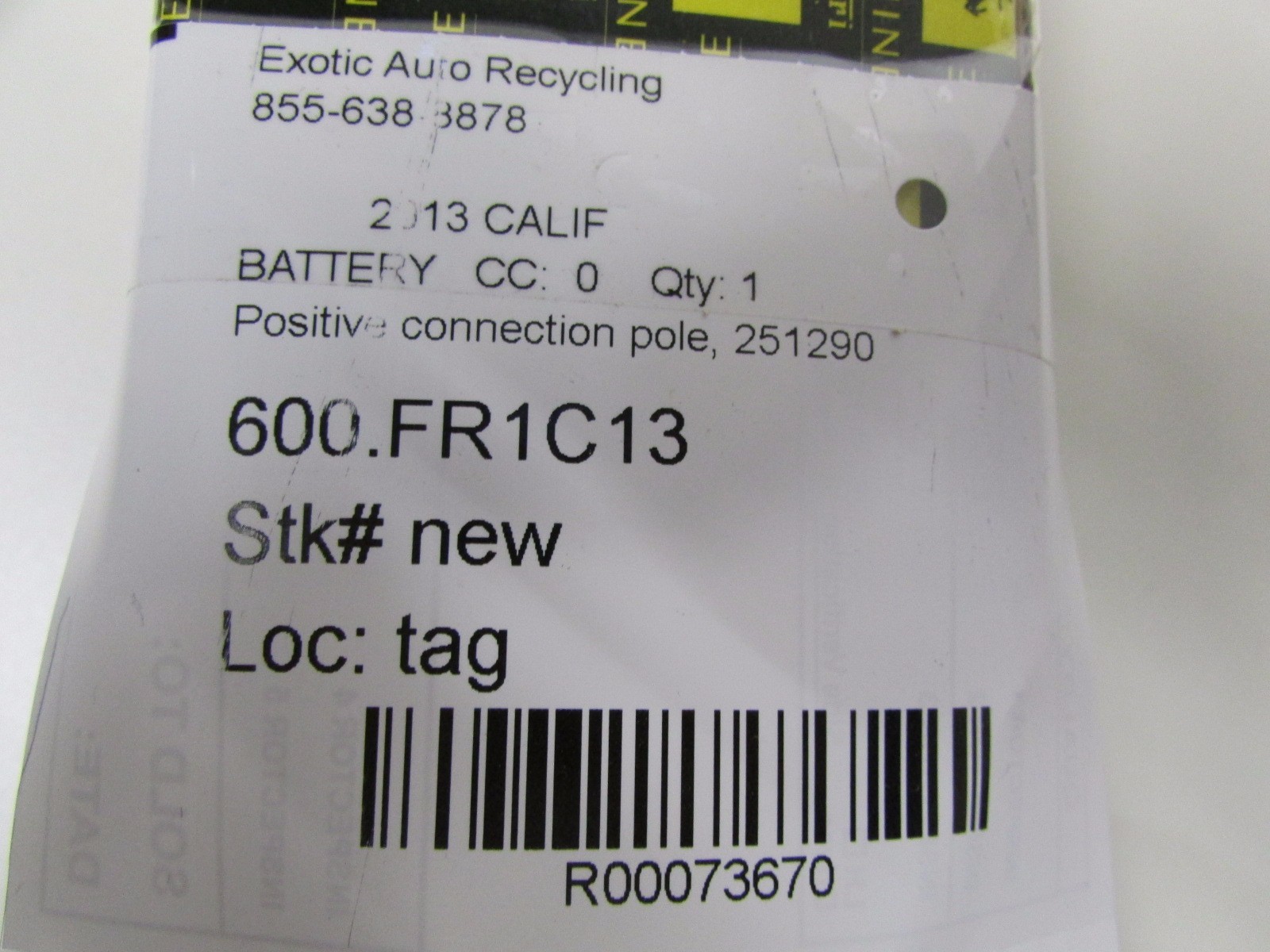 Ferrari California, Positive Battery Connection Pole, New, P/N 251290