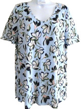 Kim & Co Floral Shantung Top with Angel Sleeves- Blue - XS-10
