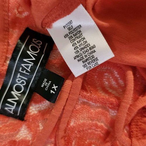 1X CASI FAMOSO TOP TÚNICA ESTILO OTOÑO CON CORDONES DE CELOSÍA NARANJA DOBLADILLO MORDIDA - Imagen 11 de 12