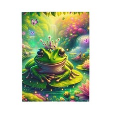 Velveteen Plush Blanket Mystical Frog Enchanted Garden Artwork