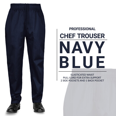 MARINEBLAUE KOCHHOSE HOSE Gummizug Kordel UK Restaurant Bar Koch Hose