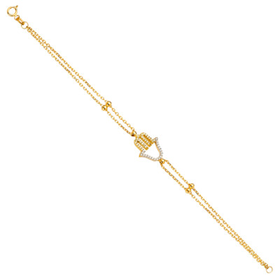 GOLD - 14K Gelbgold Zirkonia Lichterkette Armband - 7+1''