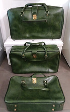 Set 3 Valige D'epoca Vintage in Simil Pelle Verdi Antiche Modernariato