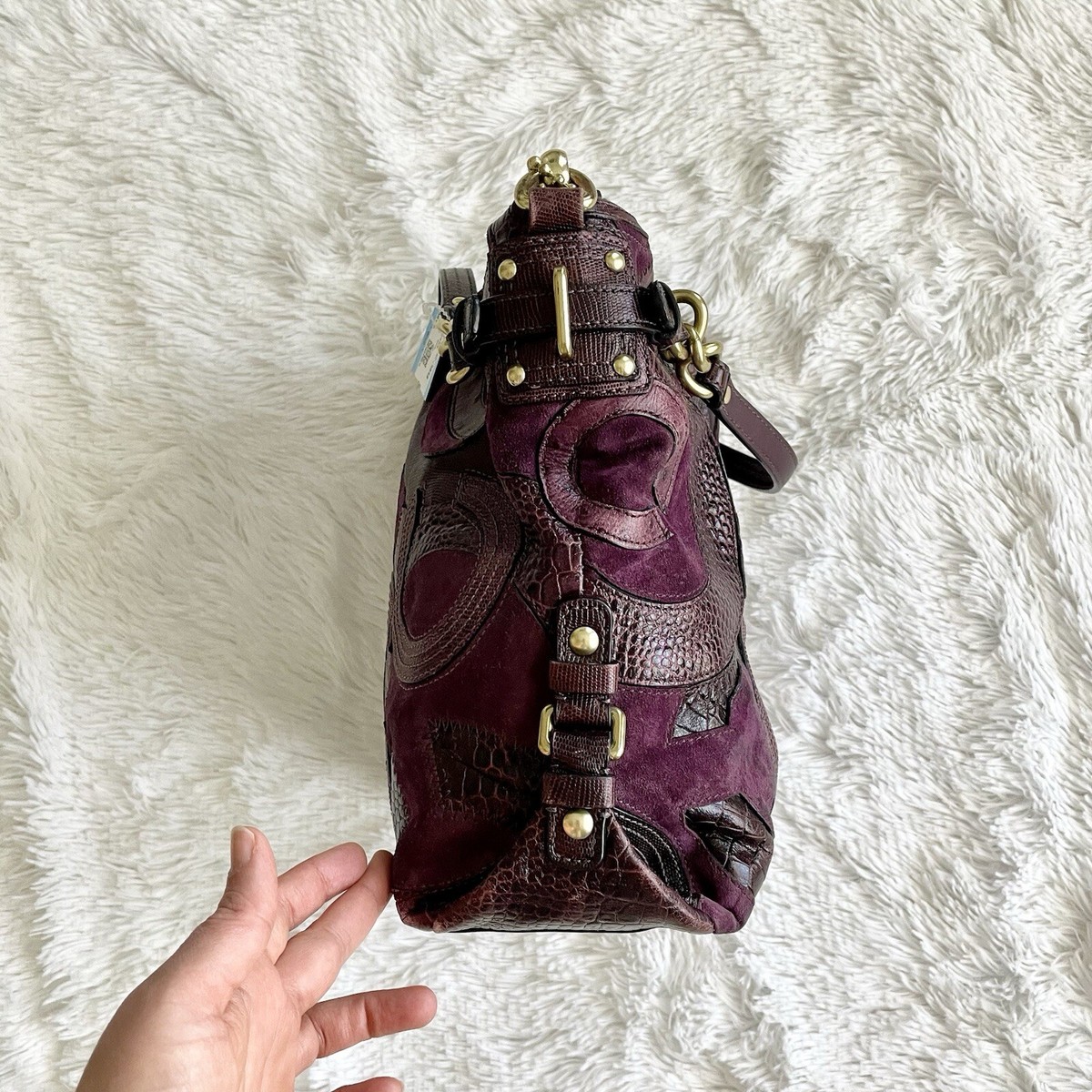 Vintage Coach Inlaid C Brooke Shoulder Bag Plum Purple