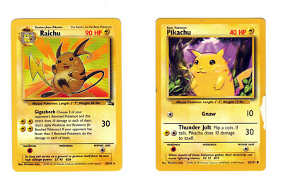 PIKACHU RAICHU FOSSIL 58/102 29/62 POKEMON CARD 1999 UNPLAYED | eBay