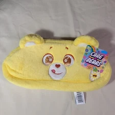 Care Bears Yellow Pencil Case Fuzzy & Adorable 9.5" x 5"