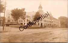 Real Photo Central Park & Post Office At Malone NY Franklin County RP RPPC S71