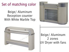 Reception counter/ desk w/ Glass shelves  UV dryer for pedicure chair nail spa