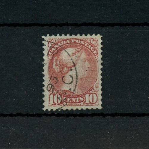 🍁#45 TEN cent red brown VF Small Queen CAT$80 used Canada - Picture 1 of 1