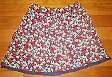 Girls Floral Blue Red White Skirt Size 4/5