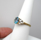 10K Yellow Gold Blue Topaz & Diamond Ring Size 7 [R280] — photo 4