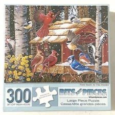 Bits and Pieces First Snow at the Feeder 300 Large Piece Jigsaw Puzzle