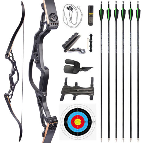 Archery 62" Takedown Recurve Bow 30-60lbs Aluminum Riser Shoot American Hunting - Picture 1 of 14