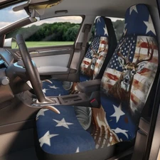 American Flag Camo Deer Hunting Polyester Car Seat Covers unversal car seat cove