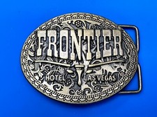 Frontier Hotel Old Las Vegas Vintage Belt Buckle Casino Nevada Western Longhorn