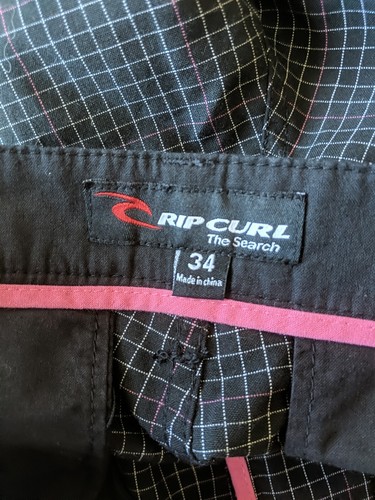 Rip Curl Casual Shorts Mens Adult Size 34 Black Checked Zip Fly Skate Surf - Picture 7 of 8
