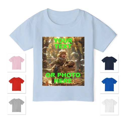 PERSONALIZED CUSTOM PRINT YOUR OWN PHOTO OR TEXT TODDLER BABY GILDAN T-SHIRT