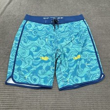 William Muarry The Rough Life Board Shorts Men 32 Blue Polyester Beach Weekend.