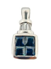 14k Solid White Gold Natural Sapphire And Diamonds Danty Pendant