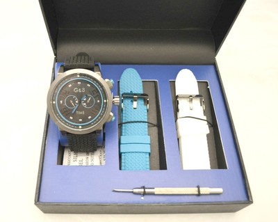 Slipcase Watch g\u0026b time with 2 spare straps | eBay