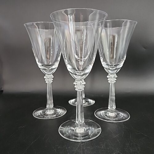 Set of 4 Vtg 7.5" Water Goblets Sceptre Clear by FOSTORIA Crystal Blown Glasses - Picture 2 of 8