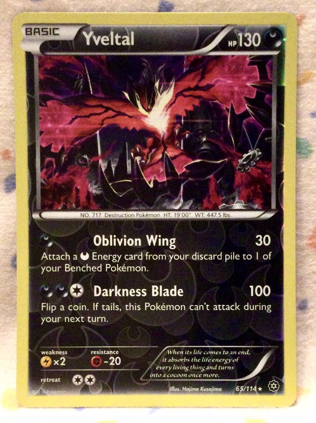 Pokemon Card YVELTAL XY Steam Siege 65/114 Reverse Holo Rare NM/M Condition